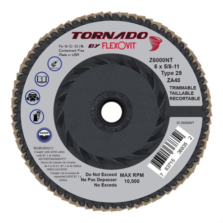Flexovit FLAP DISC TORNADO 6 in X5/8-11 Z6000NT